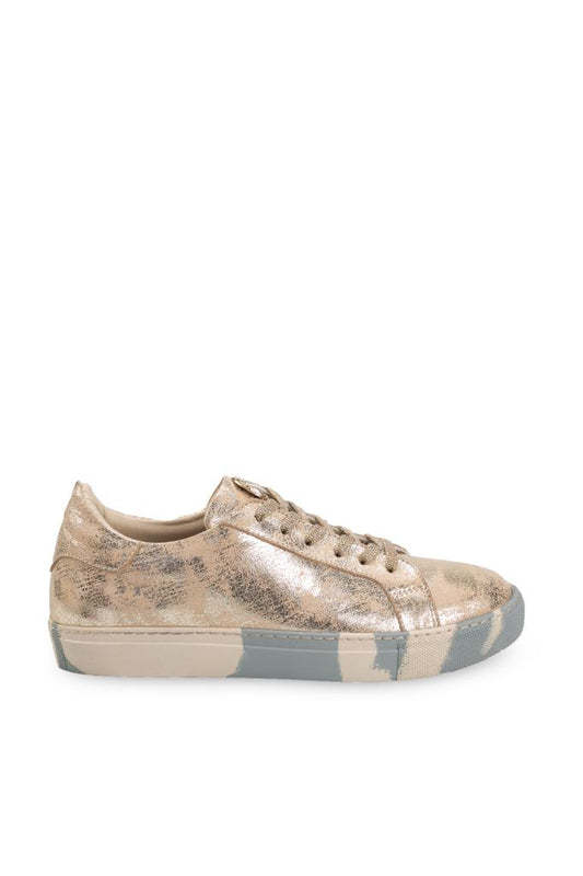 Ares-R Gold Tumbled Real Genuine Leather Women's Sneakers