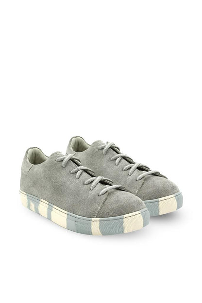 Ares-R Gray Suede Real Genuine Leather Women's Sports Shoes