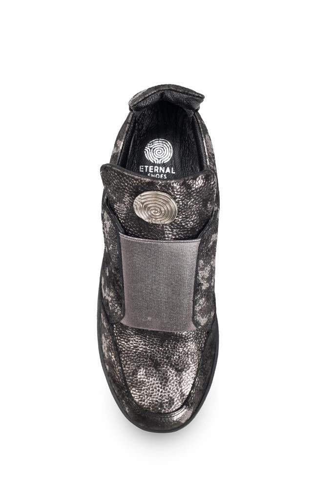 Arya E. Black Platinum Pied Leather Women's Sneakers 