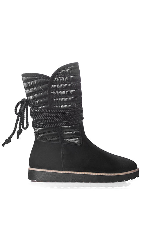 Lace Detailed Warm Lined Black Women's Boots