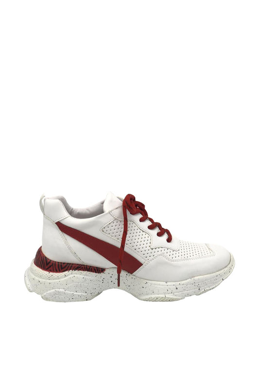 Beyaz Kırmızı Deri Kadın Spor Ayakkabı Giostyle N. Sneakers
