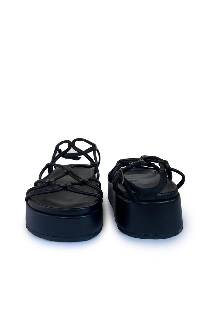 Siyah Kadın Deri Sandalet