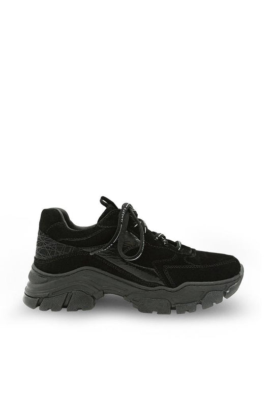 Black Suede Real Genuine Leather Women's Sports Shoes