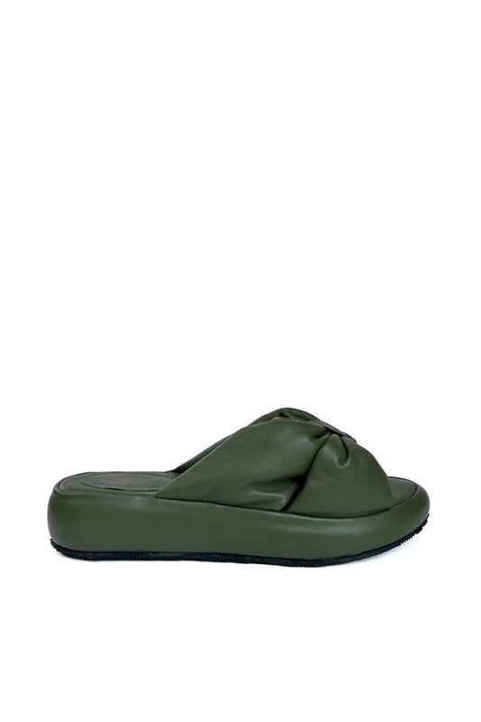 Green Women's Leather Slippers